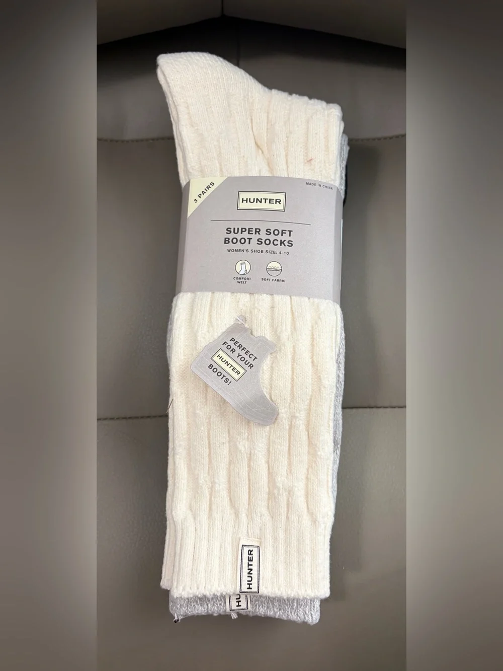 BNWT HUNTER ORIGINAL 3 PACK SUPER SOFT BOOT SOCKS [BK-GR-CM] US SHOE SIZE 4-10